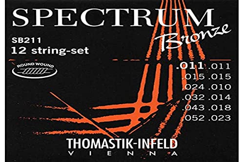 Thomastik Cordes pour Guitare Acoustique Spectrum Bronze Series sans nickel jeu SB211 12-string light .011-.052 - Les Beatles, Paul McCartney, John Lennon, RIngo Starr, George Harrison Thomastik Cordes pour Guitare Acoustique Spectrum Bronze Series sans nickel jeu SB211 12-string light .011-.052