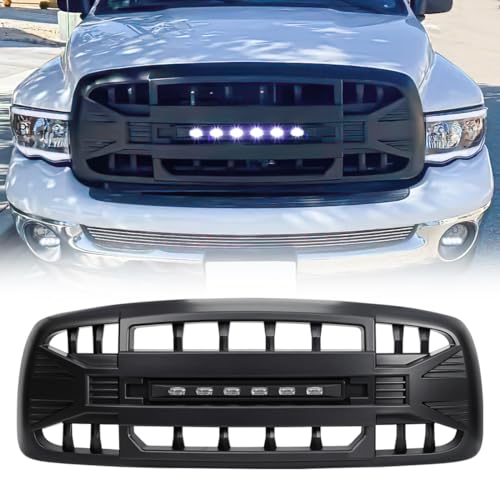 Allinoneparts Front Grille Compatible with 2002-2005 Dodge Ram 1500 2003-2005 Ram 2500/3500 w/Off-Road Lights Matte Black