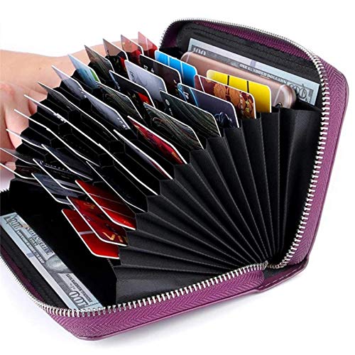 Ohwens Women Men Credit Card Wallet Leather RFID Wallet Huge Storage Capacity - Mens Wallet - RFID Blocking Wallet - Card Holder Wallet - Credit Card Wallets for Women Men 8 x 4.5 x 1.3