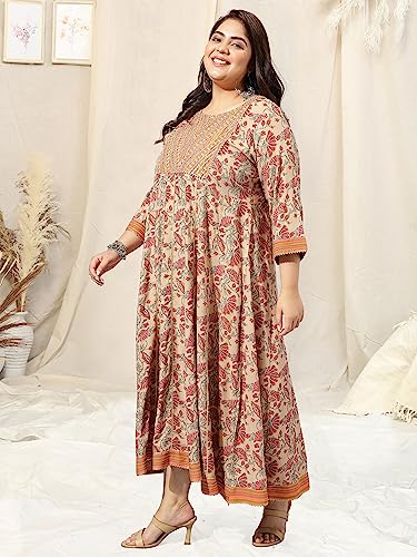Image of MIRCHI FASHION Plus Size Women's Straight Fit Cotton Printed Kurta Set with Dupatta and Trouser