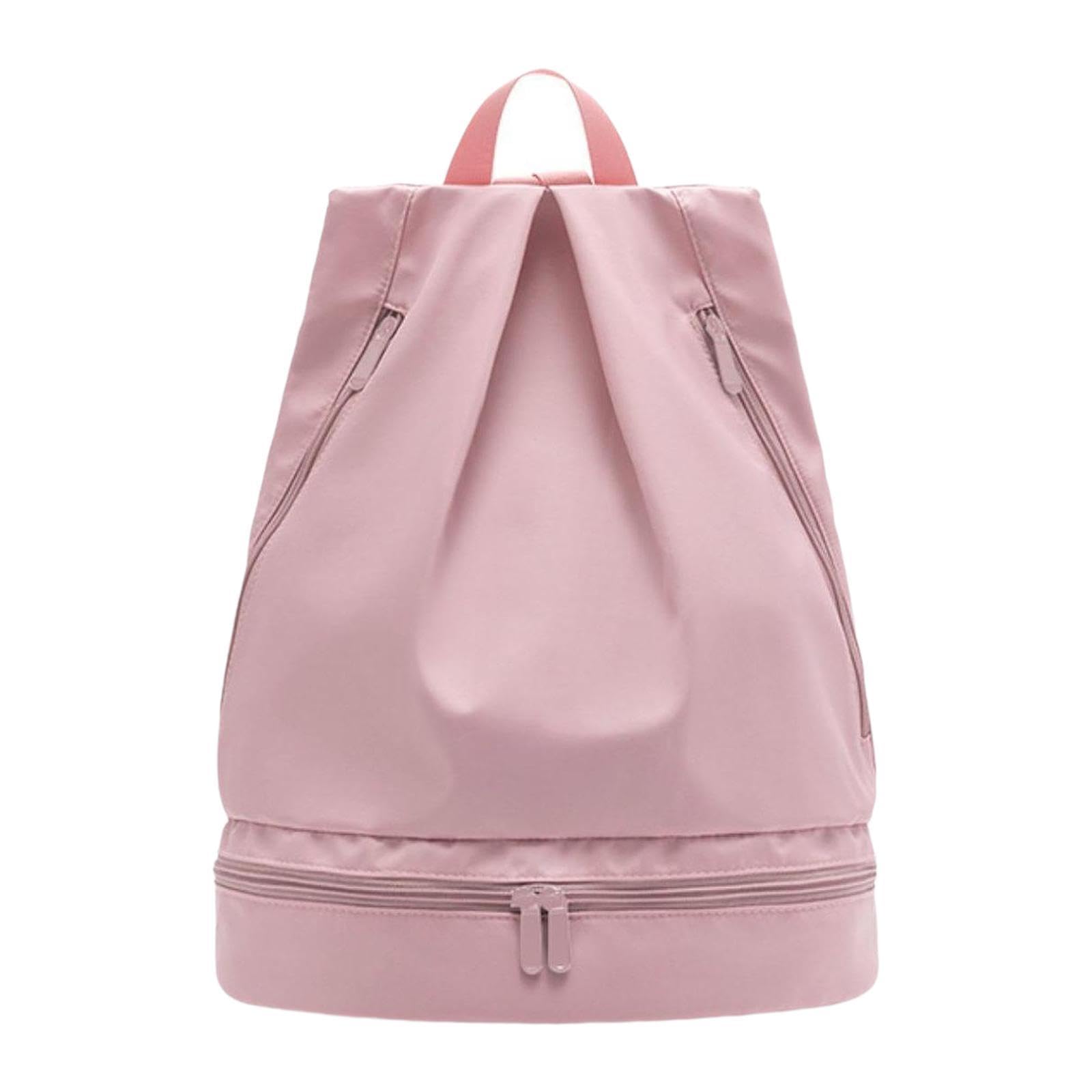 Mochila con Cordón Ajustable, Mochila de Natación con Bolsillo Organizador para Ropa Mojada, Bolsa de Lona Deportiva, Mochila para Viajes Y Actividade, Pink L