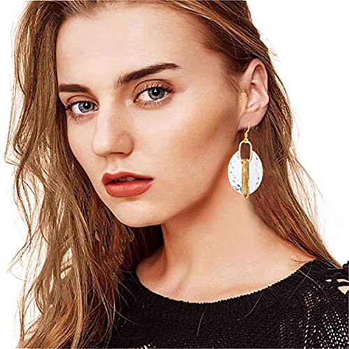 MALOYANVE Handmade Boho Hammered Earring for Women Unique Chic Trendy Vintage Bohemian Ethnic Classic Texture Lightweight Oval Dangle Drop Statement Earrings Jewelry Gifts2