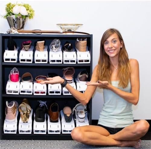 Miniatura 8 de Shopeal - Organizador de ranuras para zapatos, con estante ajustable para zapatos, apilador de almacenamiento y ahorro de espacio, soporte para