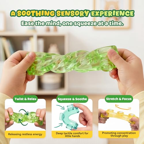 Image of 52PCS Sensory Soft Building Blocks for Toddlers, Squishy Stacking Toy | Preschool Educational Creative Play, Montessori Squeezable, Stretchable Early Learning Construction Playset, Puzzle Blocks