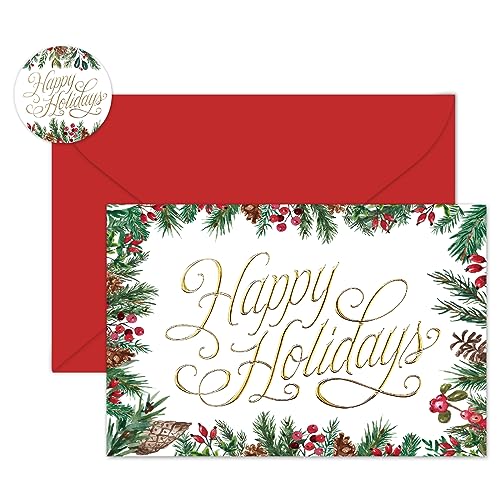Cartes de vœux Happy Holidays 10,2x15,2cm pour décorer vos tables de réveillon en famille