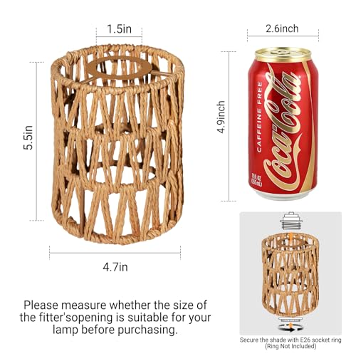 Image of 3 Pack Rattan Lamp Shades Boho Hanging Light Lamp Shades, Woven LampShades for Floor Lamps Rattan Pendant Lights Boho Lamp Ceiling Light, Table Lamps, Plug in Pendant Light