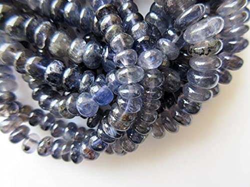 Perles en iolithe naturelle rondelles lisses de 9mm à 10mm pour fil de 16 pouces