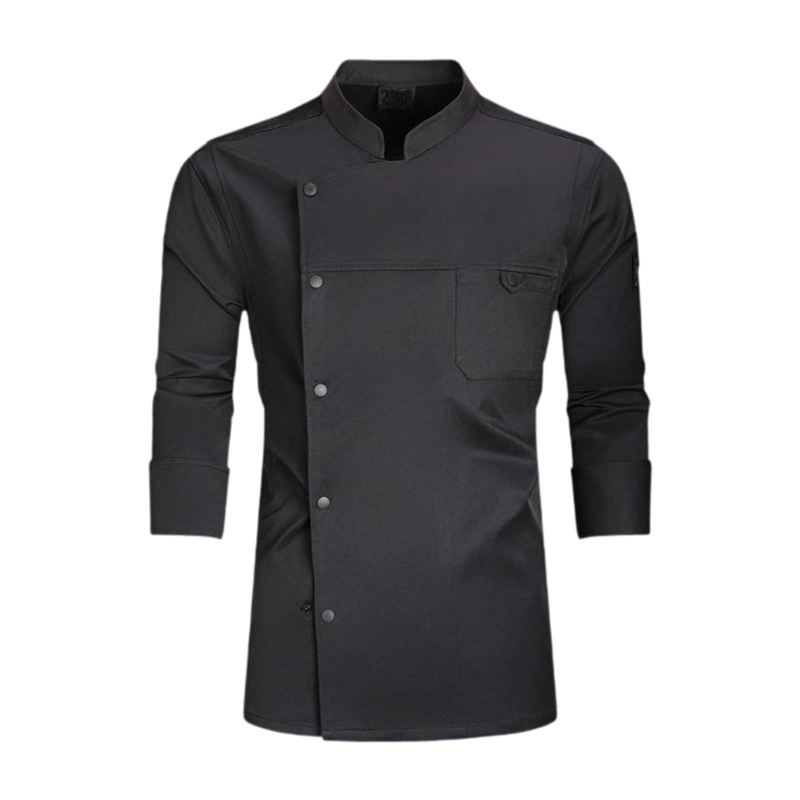 Milageto Chaqueta de Chef para Hombre, Manga Larga, para Trabajo de Cocina, Uniforme, Cafetería, Hotel, Cocina Y Repostería