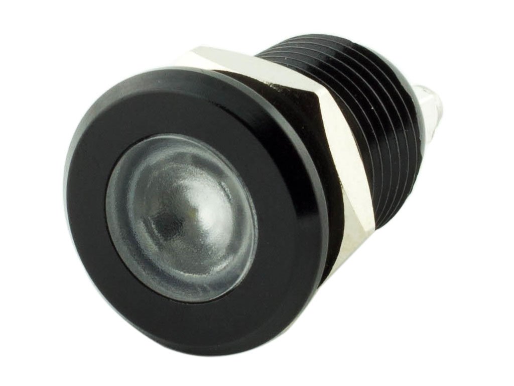 Alpinetech 12mm 1/2" White 12V LED Metal Indicator Pilot Custom Dash Light Lamp