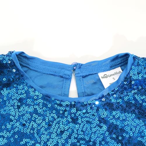 Image of Noomelfish Girls Short Sleeve Sequin Shirts Party Glitter Sparkly Tops Blouse (5-12 Years)