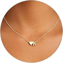 Turandoss Heart Initial Necklaces for Women Teen Girls - 14K Gold Plated Dainty A-Z Letter Pendant Name Necklace Tiny Birthday Gifts for Women Girlfriend Wife Trendy Jewelry