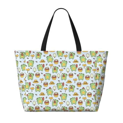 Cute Crocodile with Fruit Large Beach Tote Bag for Women Extra Large Capacity Waterproof Sandproof Pool Bag Suitable for Gym Swimming Pool Travel Groceries2