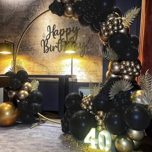 140pcs Balloon Arch Kit, Black Balloons of Different Sizes Pack of 18 12 10 5 Inch Party Balloon Kit for Birthday Party or Balloon Arch as Graduation Wedding Baby Shower Anniversary Party - Image 7