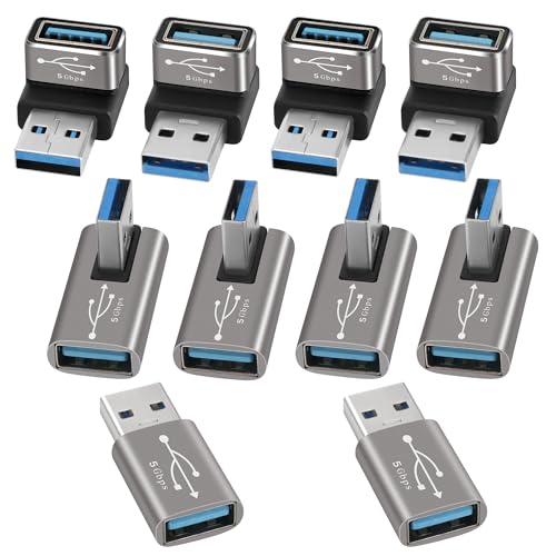 Image of Angle USB 3.0 Adapter 10 Pack, Multiple Angles(UP /Down /Left /Right /Straight),USB A Male to Female Connector Converter USB L Shape Extender, Support Charge & Data Sync for PC, Laptop, Mouse, Keyboard
