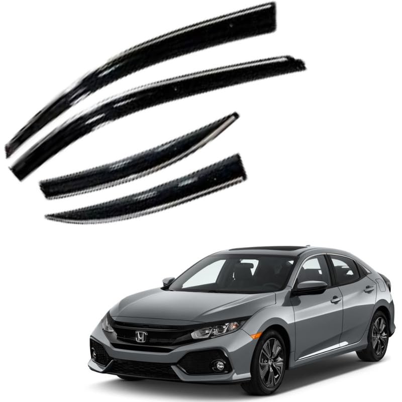 Image of CAR SAAZ Chrome Line Door Visor for Civic (2019-2022) (Set of 4Pcs) | Window Rain Guard | Wind Deflector