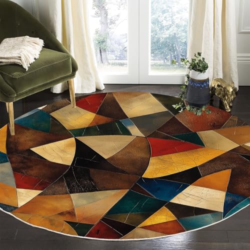 Tapete redondo Vintage Marble 4 pies lavable antideslizante miniatura 4