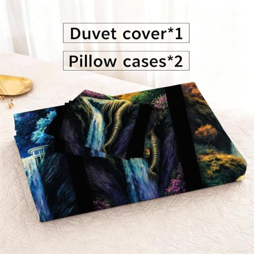 Parure de lit 160x200 jaune imprimé 3D avec microfibre douce et zip invisible