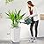 Outsunny 22.8 Inch Tall Planters for Outdoor Plants, Set of 3 Plastic Flower Pots with Stone Finish and Wheels, Stackable Tapered Planters with Drainage Hole for Indoor Plants, Front Porch, White