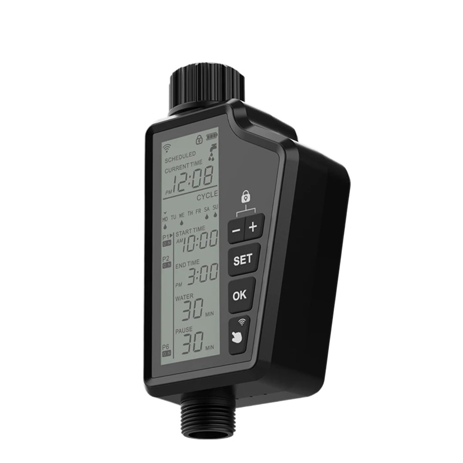 Valvola da giardino intelligente, timer digitale for irrigazione, rubinetto programmabile, tubo flessibile, controller for irrigazione automatica impermeabile
