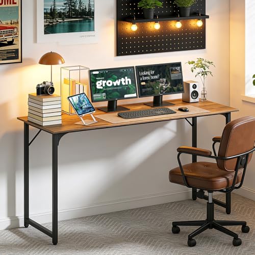 Image of BestOffice Computer Desk,Home Office Desk, Modern Simple Style for Home Office Study Writing (Brown, 55 Inch)
