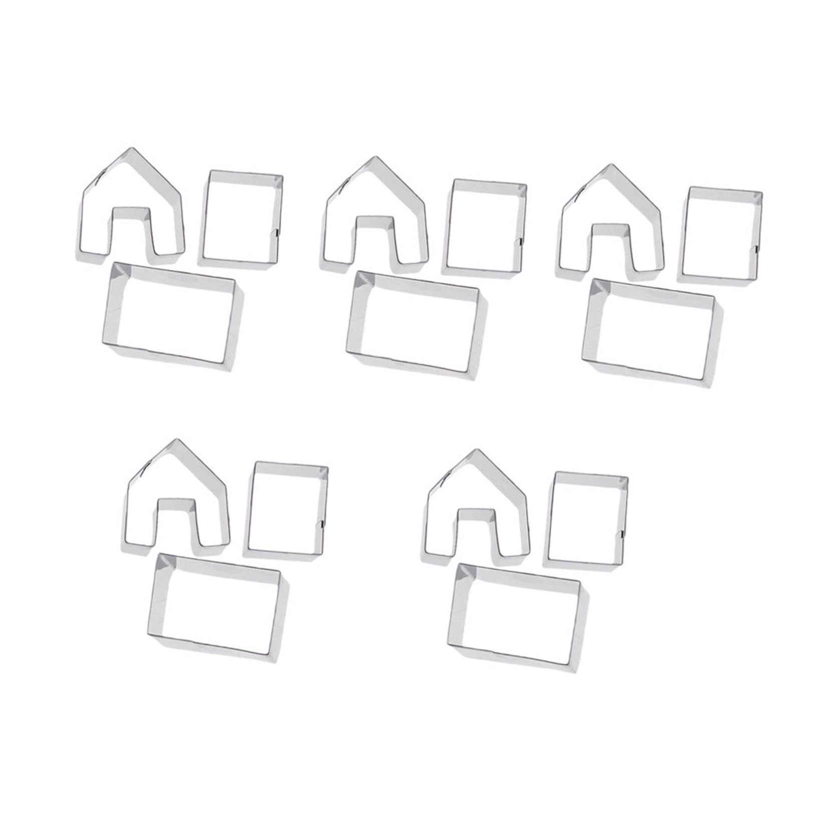 HEMOTON 5 Moule Maison Coupeurs De Maison De Pain Dépice Ensemble Demporte-pièces Maison 3d Rasoir Barbe Homme Mini Emporte-pièces Coupe-biscuits Gâteau Acier Inoxydable Noël