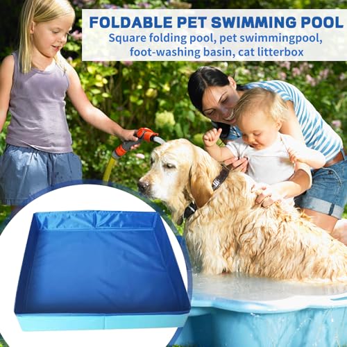 Faltbare Planschbecken für Hunde, Katzen, Schwimmbecken, Hundepool Katzenpool Faltbar, Wasserbecken für Große Kleine Hund und Katze, 50x50x10 cm (Haustierpool)