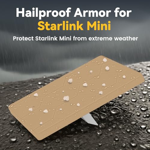 Image of Starlink Mini Protective Cover Case Hailproof Liquid Silicone Protective Case for Starlink Dish Starlink Mini Accessories Waterproof Shockproof Portable for Outdoor Camping, Coyote Tan