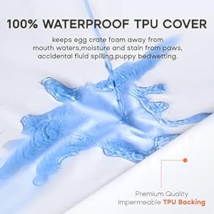 Medium Waterproof Orthopedic Egg Crate Foam Dog&Cat Beds Supportive Dog Bed Matt for Small Dogs Removable Washable Cover Oxford Fabric Bottom & Quilted Velvet Top, Suitable up to 50lbs