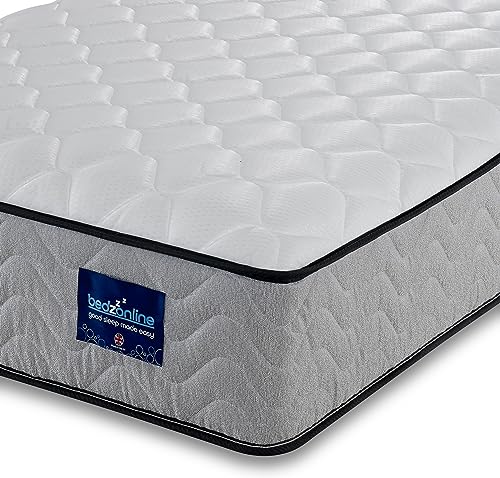 BEDZONLINE Memory Foam & Coil Spring Mattress - 3ft Single | 20cm Thick Hybrid Memory Foam & Open Coil Spring | Body Support, Spinal Alignment & Pressure Relief | UK Made & Hypoallergenic