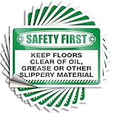 Tool Box Stickers Safety First Keep Floors Clear of Oil, Grease Or Other Slippery Material Stickers 10Pcs Tool Decal Family Car Stickers(6X9CM)