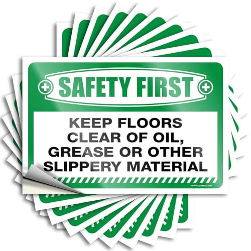 Tool Box Stickers Safety First Keep Floors Clear of Oil, Grease Or Other Slippery Material Stickers 10Pcs Tool Decal Family Car Stickers(6X9CM)
