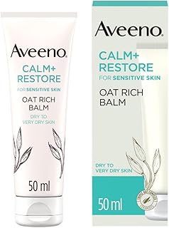 Aveeno Face Calm+Restore Rich Oat Moisturising Balm (1x 50ml), 24-Hour Hydration Face Moisturiser with Triple Oat Complex, Face Care Soothes and Hydrates Irritated, Very Dry, and Sensitive Skin