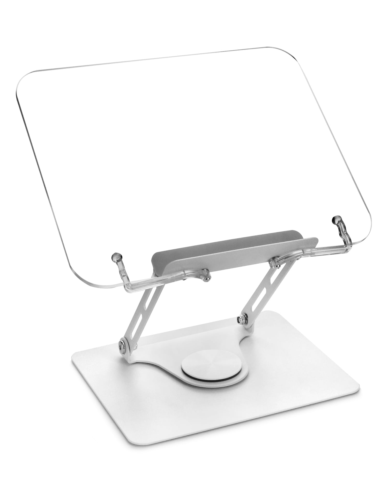 QWORK® Soporte Tablet,soporte plegable para libros de lectura hecho de acrílico con altura ajustable y base giratoria de 360°, soporte de lectura portátil para oficina y cocina