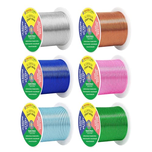 Image of Mandala Crafts 14 GA Pink Green Blue Assorted Anodized Aluminum Craft Wire | 330 FT, Colored, Flexible, Bendable for Bonsai Armature Sculpting Wire Wrapping Jewelry Making, Weather & Tarnish Resistant