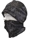 ハニカム 迷彩 ネック スカーフ アーミー シュマグ フェイスガード ミリタリー カモフラージュ ヘッドウェア タクティカル キャップ フェイス マスク / 防寒・防塵 UVカット 日除け / サバイバルゲーム・自転車・アウトドア・コスプレ (ブラック)