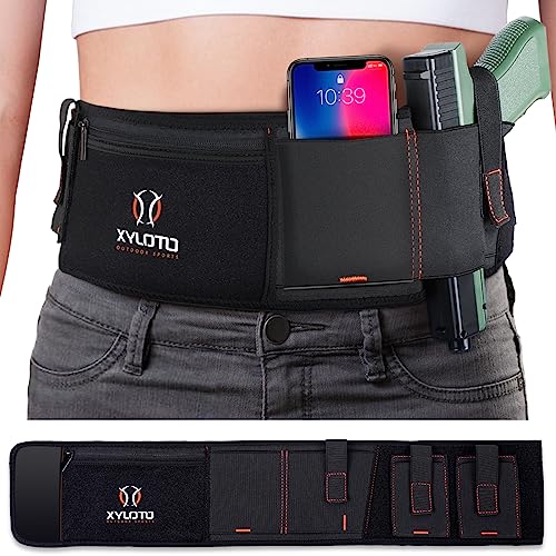Belly Band Holster For Concealed Carry-Gun Holster For Women & Men Compatible Glock, Smith Wesson, Taurus, More-Breathable Neoprene Waistband Holster For Most Pistols And Revolvers By Xyloto (Left) #TOP8