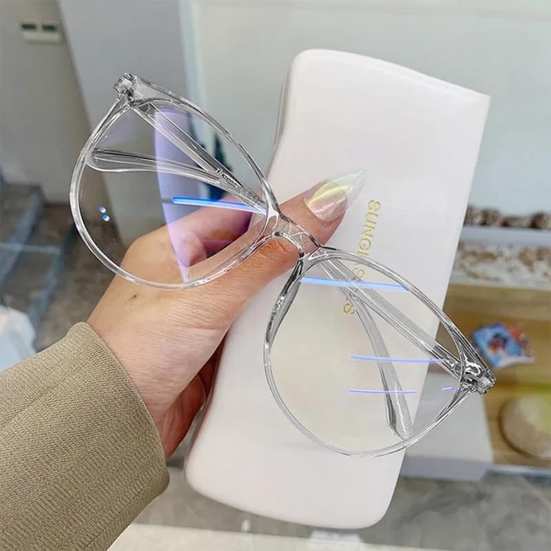 Image of Transparent Computer Glasses Frame Women Men Anti Blue Light Round Glasses Blackout Glasses Optical Glasses Lenses