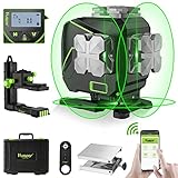 Huepar 3x360° Self-Leveling Laser Level with LCD Screen, 3D Bluetooth Connected Green Beam Cross...