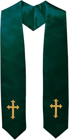 Adults Traditional Choir Stole with Embroidery Cross 60"