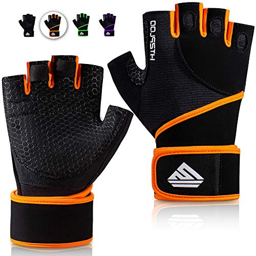 Workout Gloves Gym Gloves Weight Lifting Gloves for Men Women with Full Palm Pad,Strong Wrist Wraps Support,Enhanced Grip,for Fitness,Training,Weightlifting,Exercise