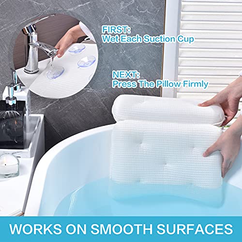 Omystyle Soft 5D Mesh Bath Pillow For Tub, Bathtub Pillows With 7 Large Suction Cups, Spa Bath Pillow For Neck, Head, Shoulder And Back Support - Non-Slip, Supportive, Quick Dry #TOP2