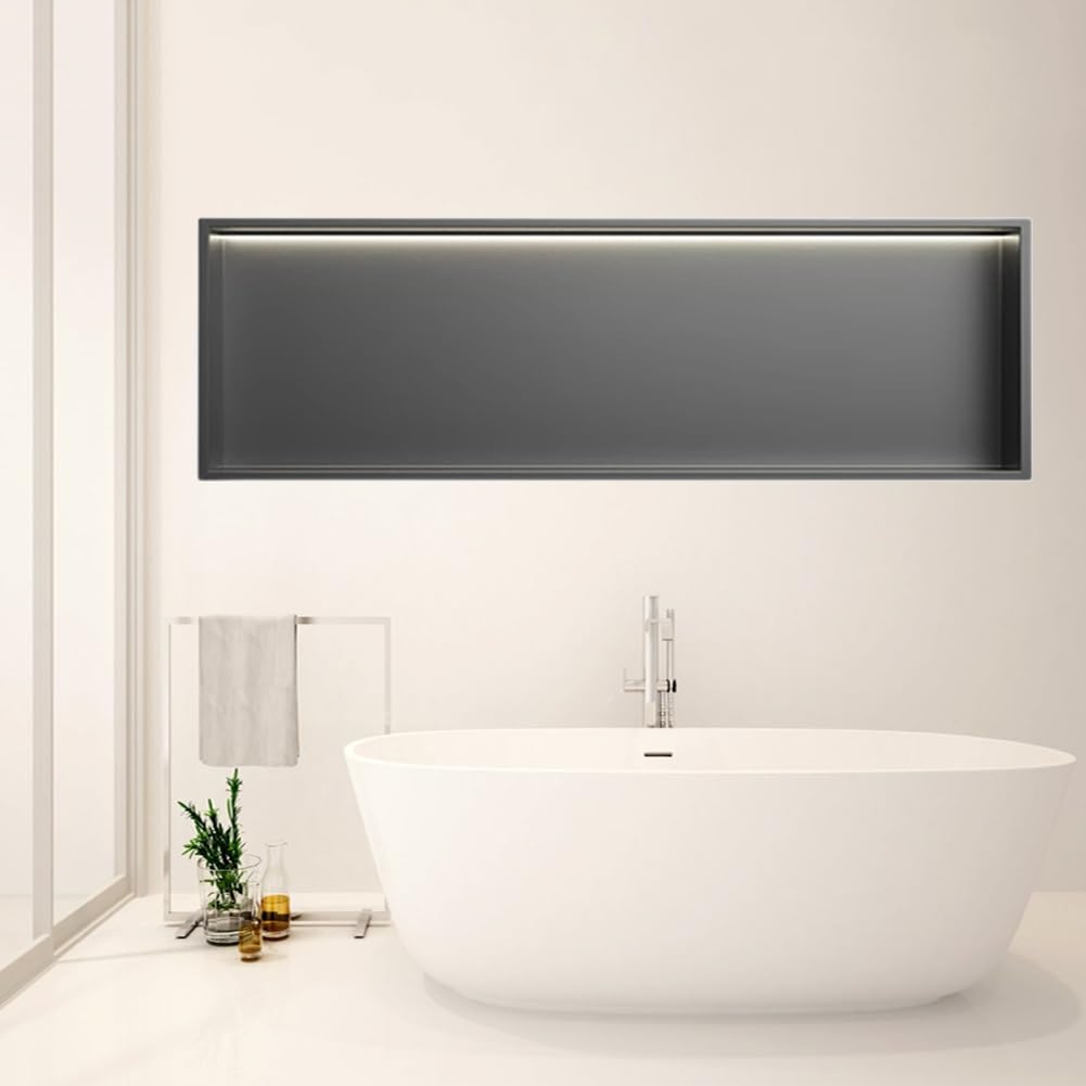 Schweberegal mit LED-Licht – Moderne Edelstahl-Wandaufbewahrung für Badezimmer, platzsparendes Design, ideal für Renovierung und stilvolle Organisationslösungen