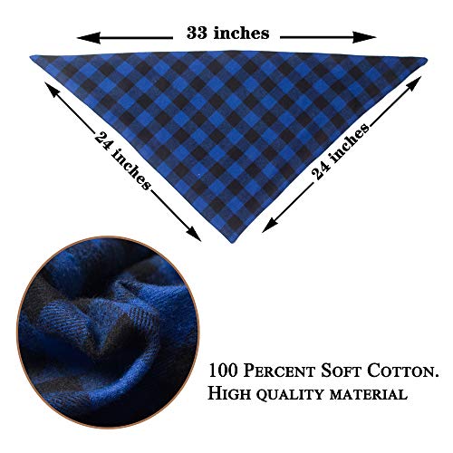 Huskylove Dog Bandana- 5Pcs Pack Reversible Buffalo Plaid Washable Cotton Kerchief Triangle Bibs Scarfs Accessories For Small Medium Large Dogs Puppy Cats Pets (Large, Pack) #TOP3
