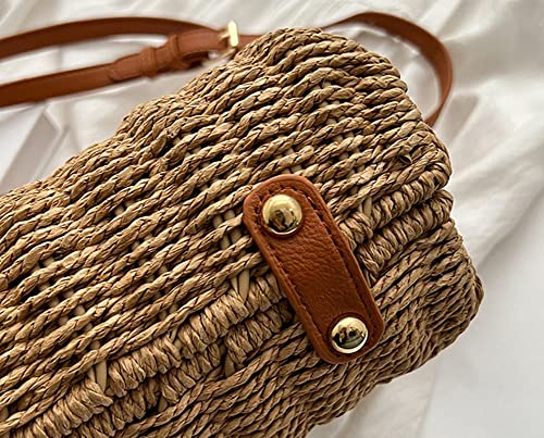 Bolso de paja para mujer bolso tote y clutch tejido miniatura 6