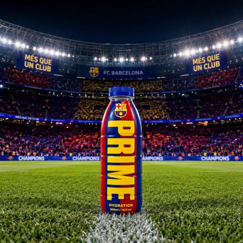 Image of PRIME - Hydration FC Barcelona Sports Drink 16.9 fl oz (500ml) By COUGAR | Electrolyte Hydration Beverage | FC Barcelona Limited Edition Bottle | Ready to Drink Refreshment | Sports & Lifestyle Hydration Drink - (Imported - UK)