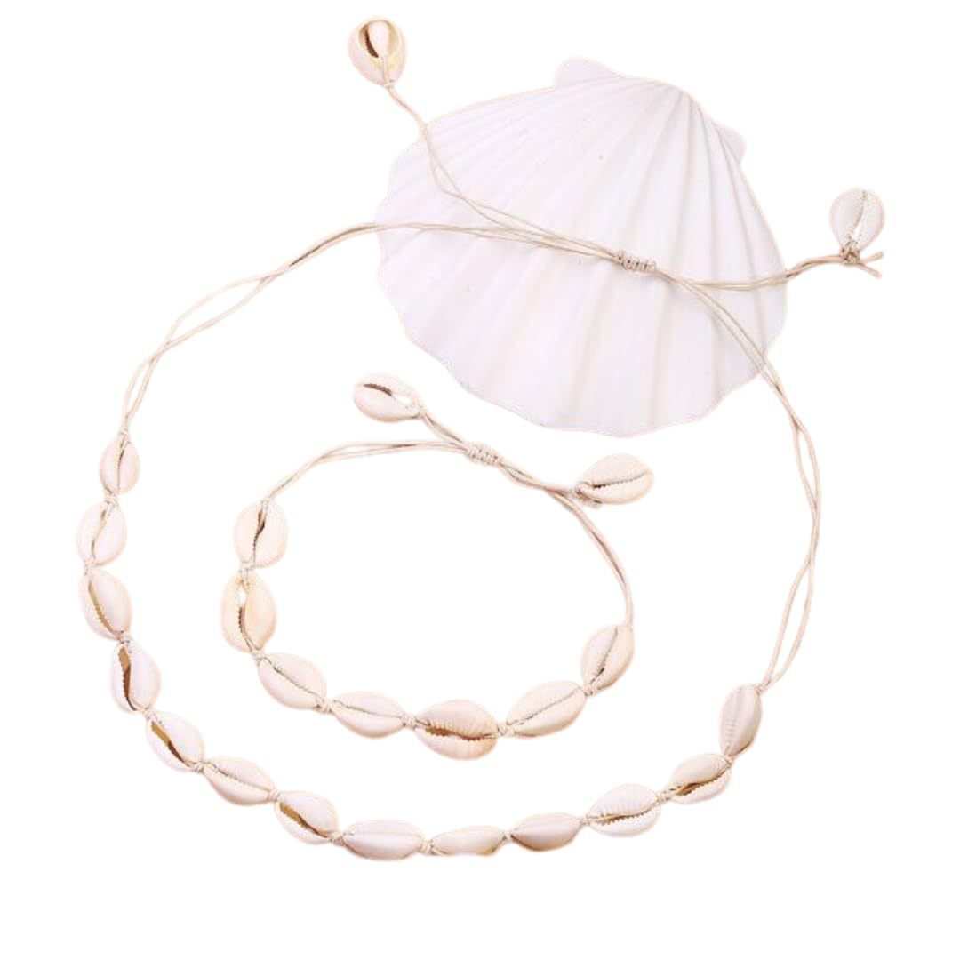Nayaearth Cowrie Choker Necklace Bracelet Handmade Adjustable Beach Jewellery for Women Girls, Boho Style Natural White Kodi Unique Summer Bohemian Accessories (Pack of 2) (B0CRPKKC8G) Amazon Price History, Amazon Price Tracker
