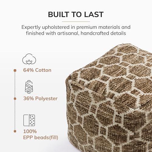Anji Mountain Pouf Ottoman Foot Rest, Handmade Ottoman Pouf, Comfortable Foot Stool, Decorative Floor Seating for Living Room Decor, Bedroom & Home Décor Accent - Brown by Anji Mountain - Image 5