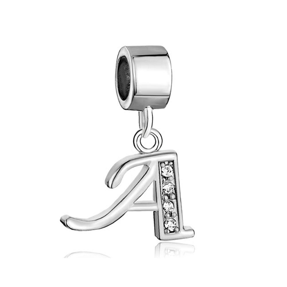 Third Time CharmDangle A Letter Initial Charm Clear Alphabet Beads for Charm Bracelets
