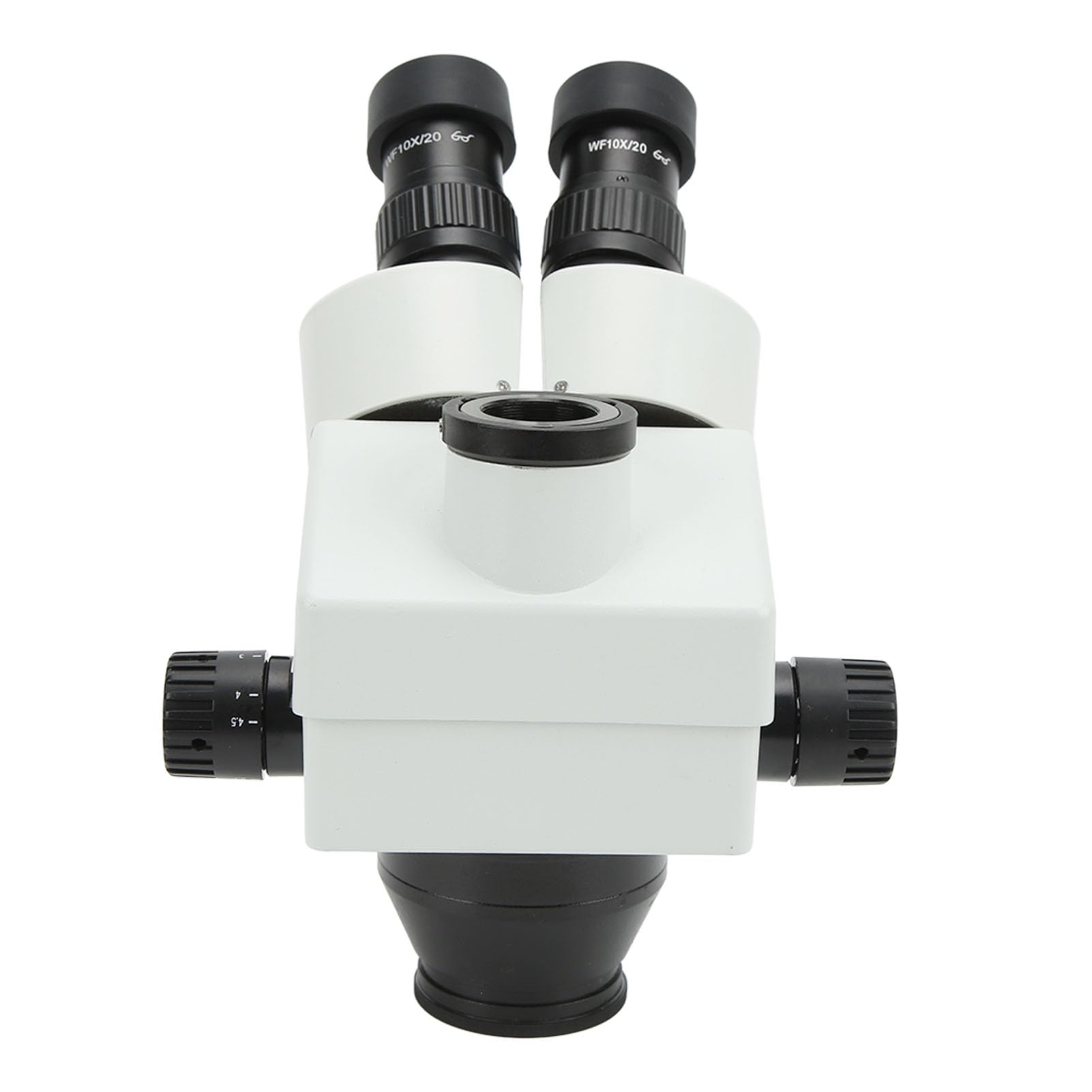 Cabezal de Microscopio Trinocular con Zoom, Cabezal de Microscopio Estéreo de Vidrio Metálico de 3,5X a 90X con Oculares WF10X de 30 Mm, Inclinación de 45 Grados y Rotación de 360 ​​Grados