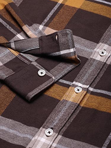 Image of THE BEAR HOUSE Men's Cotton Slim Flannel Button-Down Casual Shirt |Yellow |3XL |TBH-MOIRA-MT-3XL |